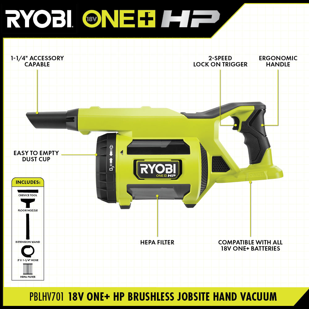18V ONE+ HP BRUSHLESS JOBSITE HAND VACUUM KIT Image 3